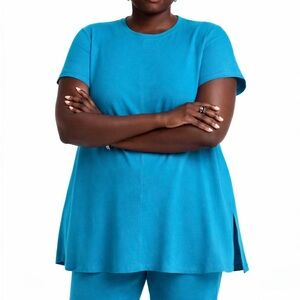Eileen Fisher 3X Dark Blue Teal High/Low Tunic